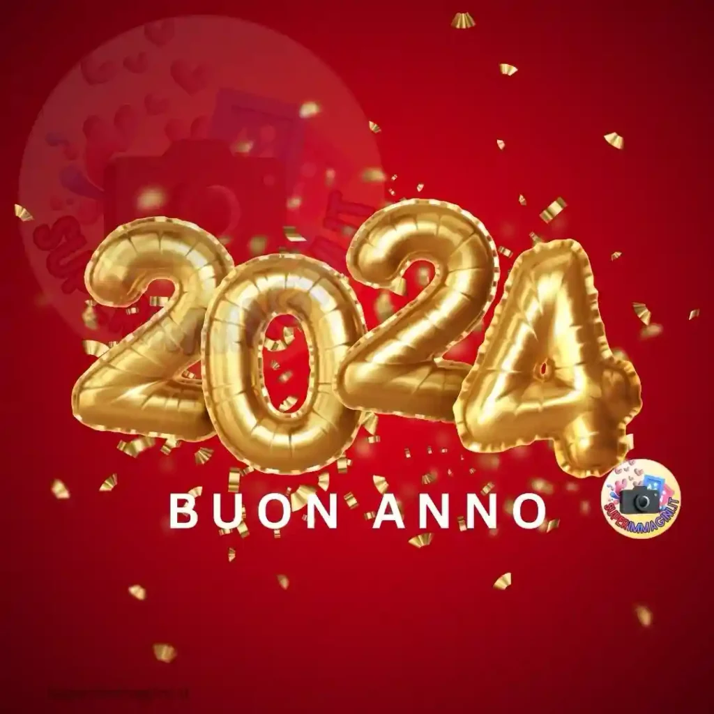 Un’immagine di auguri di buon 2024 fatta con una scritta dorata
